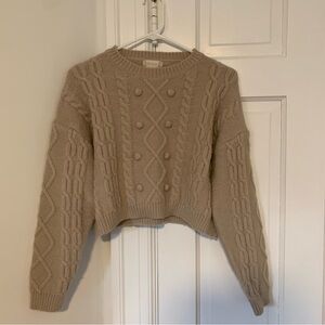 Altar’d State Tan Cable Knit Cropped Sweater - Size M